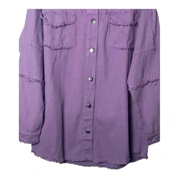0636. J.NNA JEAN‎ JACKET LAVENDER IN COLOR WITH “ROCK AND ROLL” LETTER JACKET - Picture 6 of 11
